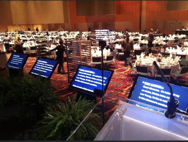 Concert stage teleprompter setup by Teleprompter USA